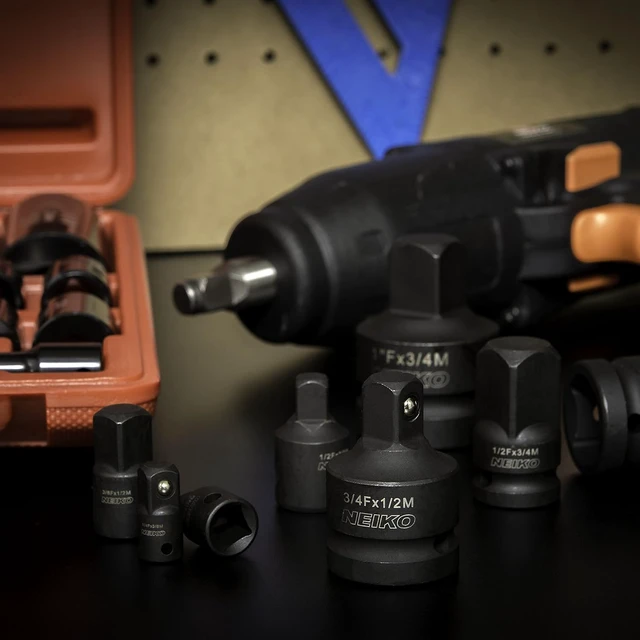 Alt view image 7 of 7 - 30223A 8 PC Impact Socket Adapter Set, Standard SAE Size, Cr-V Steel, Impact Driver & Wrench Conversion Kit, Locking Impact Socket Adapters & Reducer Set, Ball Detent, 1/4, 3/8, 1/2", 3/4, 1