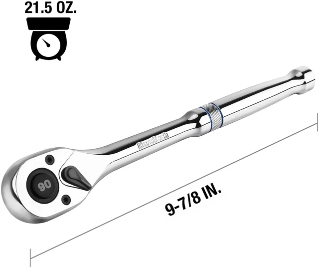 Alt view image 2 of 7 - 1/2-Inch Drive Ratchet, 90-Tooth Quick-Release Ratchet Wrench Reversible, Cr-V Made, 4° Swing, Full Polished, Professional Socket Wrench for Men Women Stocking Stuffers for Men Women