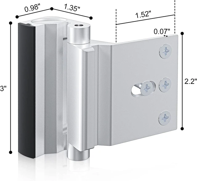 Alt view image 6 of 7 - 2 Pack Door Reinforcement Lock, Home Security Door Lock, Silver Door Safety Lock for Front Door, Toddler Proof Door Latch for Entry Door Security, Includes 8 Screws