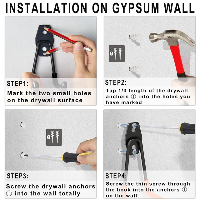 Alt view image 4 of 6 - Steel Garage Storage Hooks - 32 Pack Anti-Slip Coating, Heavy Duty Wall Mount Hooks for Hanging Bike, Ladder, Garden Tools