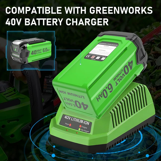 Alt view image 5 of 7 - 1 Pack 6.0Ah 29472 Replacement for Greenworks 40 Volt Battery Lithium ion Compatible with Greenworks 40 Volt Battery 29252 20202 22262 25312 20642 22272 29462 29472 Tools (NOT for Gen 1) (Green)