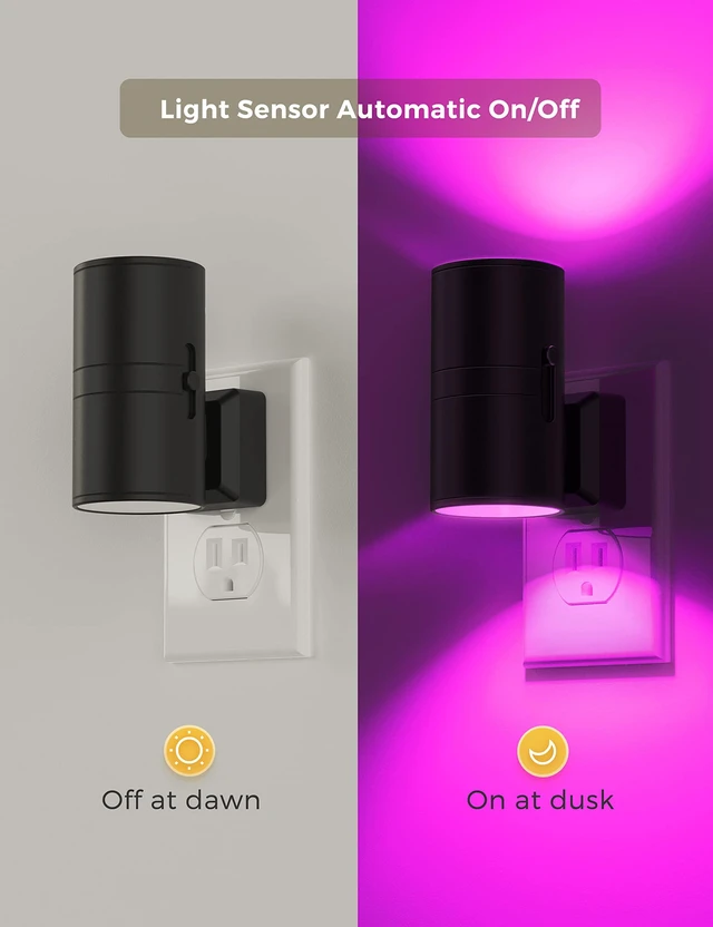 Alt view image 3 of 7 - Night Light, Night Lights Plug into Wall, Color Changing Nightlight RGB with Light Sensor, Home Decor for Kids Gifts, Halloween, Christmas, Holiday, Hallway Bedroom Kids Room, 2 Pack