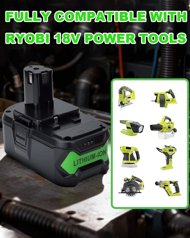 Alt view image 7 of 7 - Upgrade Replacement for Ryobi 18V Battery 8000mAh Li-Ion Batteries 2-Pack 8.0Ah High Capacity Battery Compatible with Ryobi 18V ONE+ System Cordless Power Tools and Charger