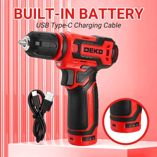 Alt view image 6 of 7 - Cordless Drill 12V Power Drill Set 800RPM Electric Drills Small Drills with 3/8-inch Keyless Chuck and Portable Tool Set Gift Box (Red)