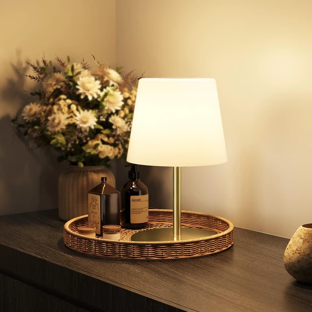 Main image of Outdoor Cordless Table Lamp, IP65 Waterproof 4500mAh Rechargeble Shower Lamp, Dimmable Touch Lamp, LED Night Light Lamp for Bathroom Patio Camping Restaurant Home 1 Pack (Gold)