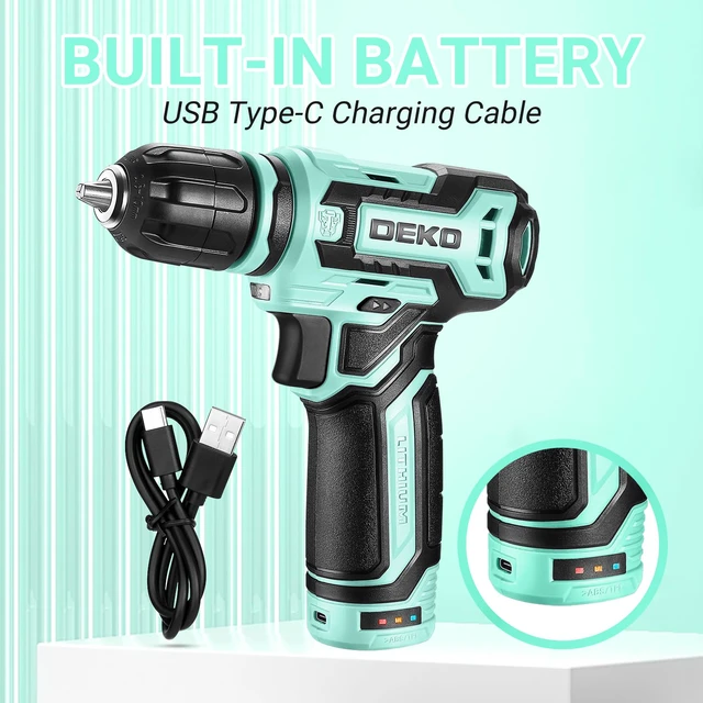 Alt view image 6 of 7 - Cordless Drill 12V Power Drill Set 800RPM Electric Drills Small Drills with 3/8-inch Keyless Chuck and Portable Tool Set Gift Box (Turquoise)