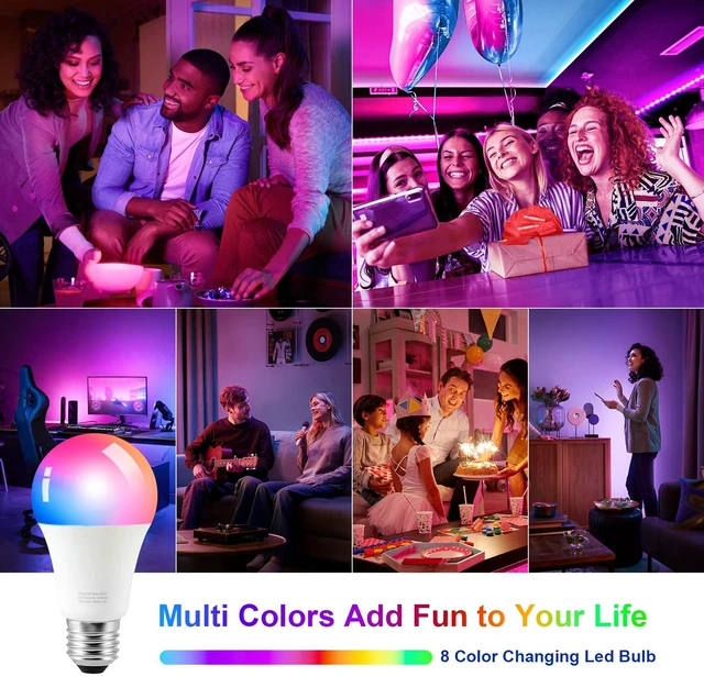 Alt view image 4 of 6 - 64'' Floor Lamps for Living Room with Remote Control and RGB + Stepless Dimmable Colors Temperature & Brightness, 9W Smart Bulb Included(White Shade & Black Pole)