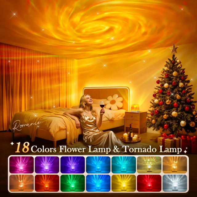 Alt view image 2 of 6 - Galaxy Projector for Bedroom,18-Color Solar System Kids Night Light Projector for Bedroom,Remote Night Light for Kids Flower Lamp Tornado lamp Pink Lights,17 Year Old Girl Gift Ideas Purple Room Decor