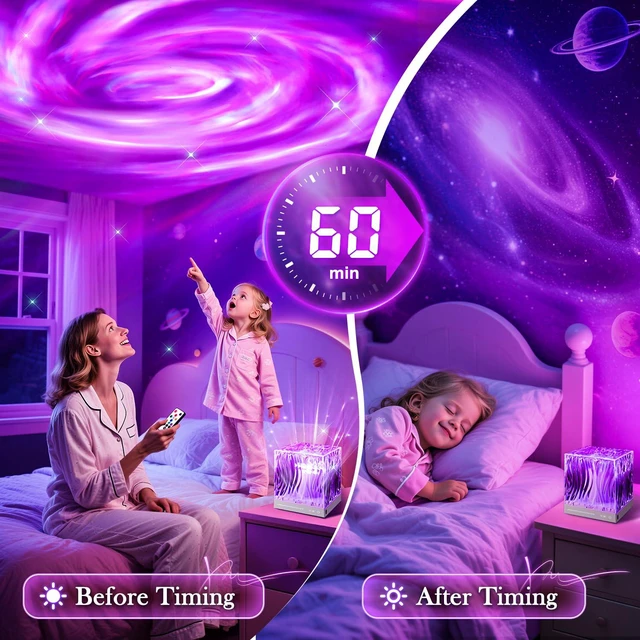 Alt view image 4 of 6 - Galaxy Projector for Bedroom,18-Color Solar System Kids Night Light Projector for Bedroom,Remote Night Light for Kids Flower Lamp Tornado lamp Pink Lights,17 Year Old Girl Gift Ideas Purple Room Decor