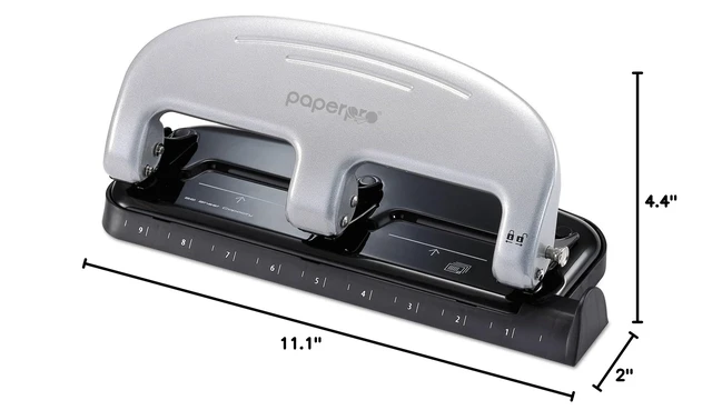 Alt view image 7 of 7 - Office EZ Squeeze 3-Hole Punch, 20 Sheet Capacity, Reduced Effort, No Jam Technology, Silver