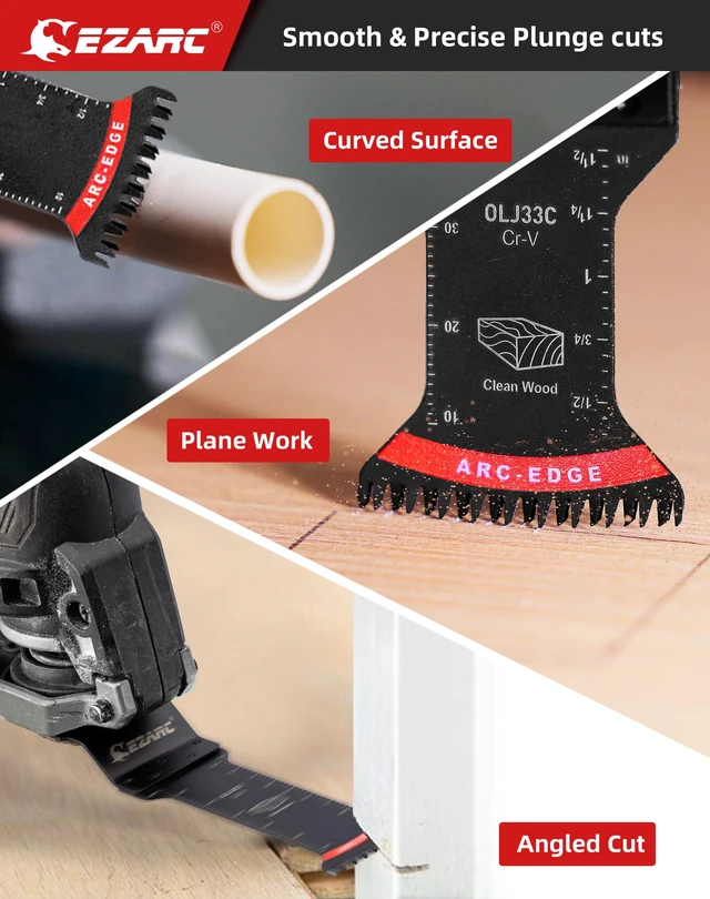 Alt view image 2 of 3 - Japanese Tooth Oscillating Saw Blades, 10 PCS Extra-Long Arc Edge Oscillating Multitool Blades Clean Cut for Wood and Plastic, Universal Quick Release Multi Tool Blades Kits