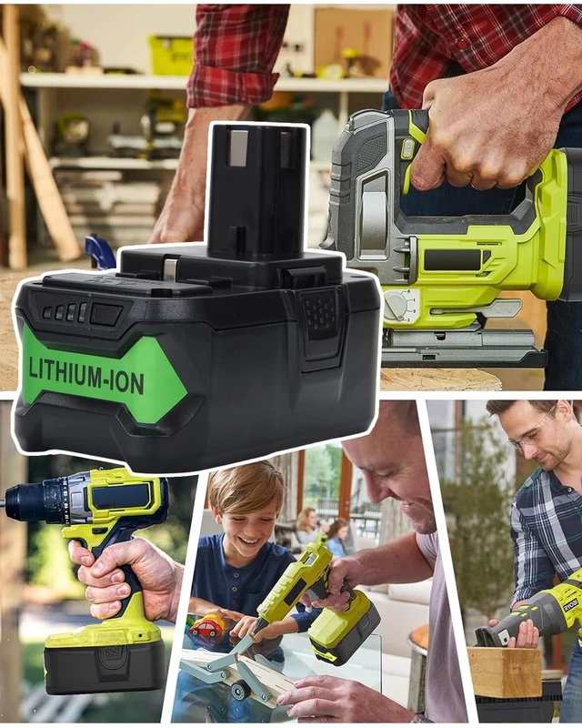 Alt view image 6 of 7 - Upgrade Replacement for Ryobi 18V Battery 8000mAh Li-Ion Batteries 2-Pack 8.0Ah High Capacity Battery Compatible with Ryobi 18V ONE+ System Cordless Power Tools and Charger