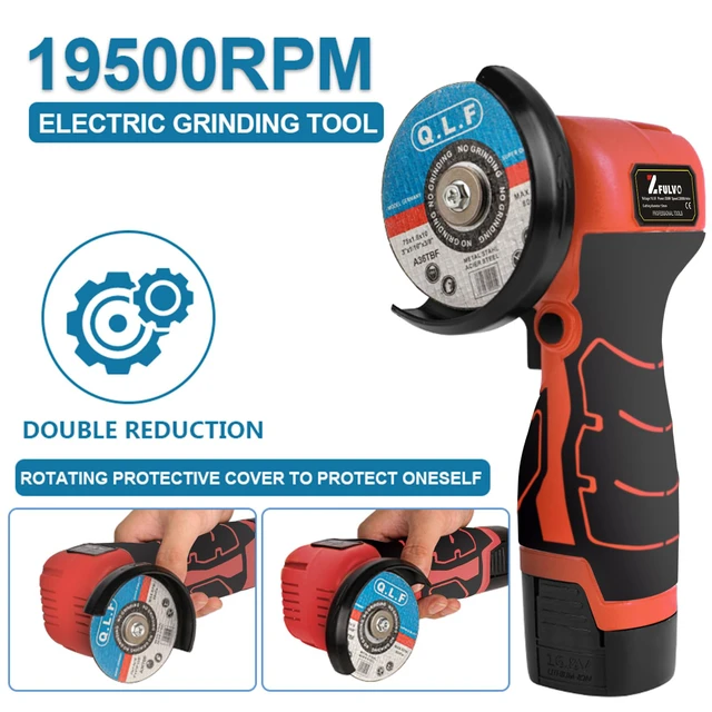 Alt view image 3 of 7 - Cordless Angle Grinder Kit 19500RPM Mini Electric Metal Grinding 2pcs 16.8V 2000mAh Battery with 6-Cutting Disc, 3inch Mini Angle Power Tool, Grinder Handheld Cutter for Metal Wood Grinding