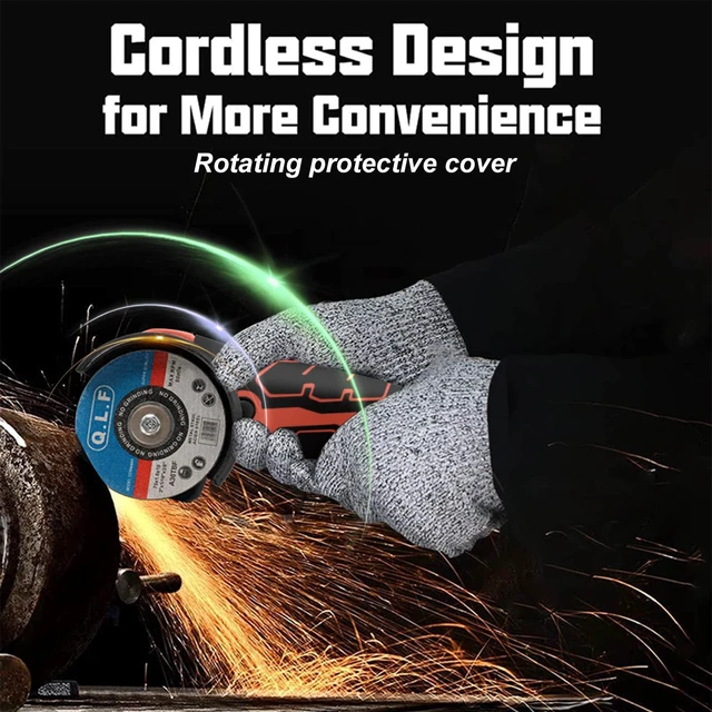 Alt view image 7 of 7 - Cordless Angle Grinder Kit 19500RPM Mini Electric Metal Grinding 2pcs 16.8V 2000mAh Battery with 6-Cutting Disc, 3inch Mini Angle Power Tool, Grinder Handheld Cutter for Metal Wood Grinding