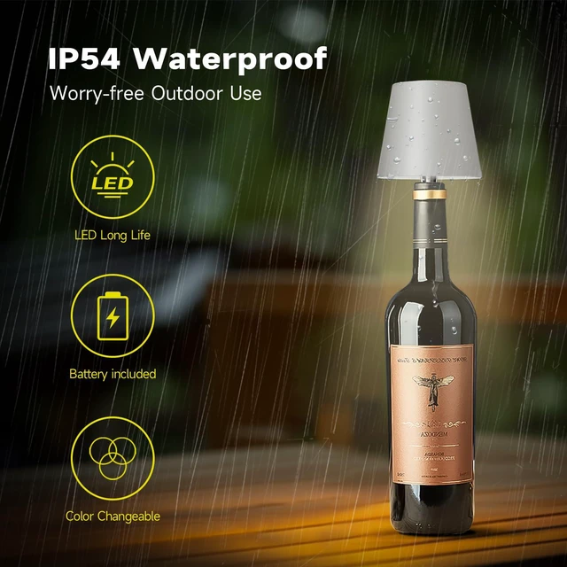 Alt view image 5 of 7 - 2026 New Wireless Bottle Lamp - LED Bottle Lights for Liquor & Wine Bottles Cordless Lampshade, Whiskey Bottle Top Light, Bottle Stopper Night Light Kit, Rechargeable 3-Tone Touch-Dimmable