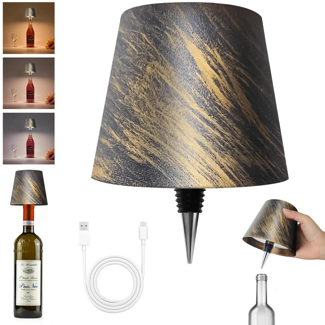 Main image of 2026 New Wireless Bottle Lamp - LED Bottle Lights for Liquor & Wine Bottles Cordless Lampshade, Whiskey Bottle Top Light, Bottle Stopper Night Light Kit, Rechargeable 3-Tone Touch-Dimmable