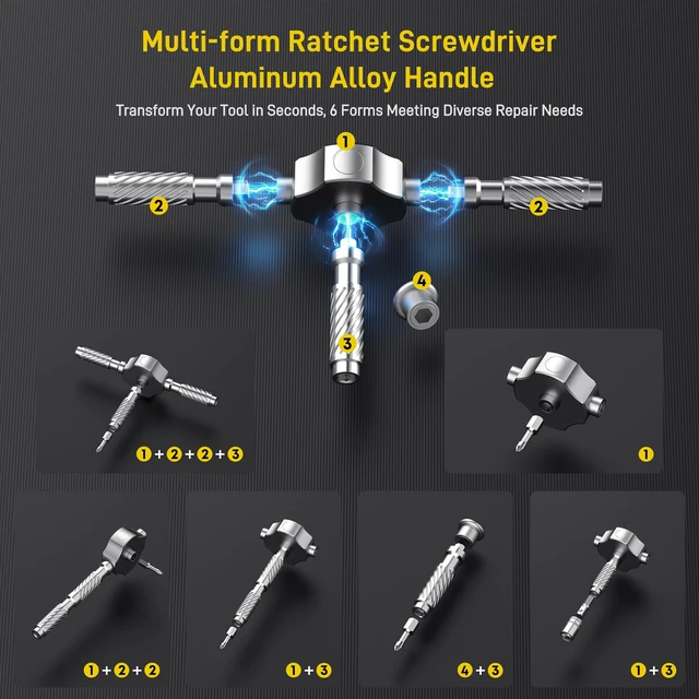Alt view image 2 of 7 - T Handle Ratchet Screwdriver Set, Upgraded 62 in 1 Magnetic Screwdriver Set 10 Sockets & Storage Case, Ratcheting Screwdriver for Furniture, Bicycle, Electronics, Auto, DIY & Gift for Men