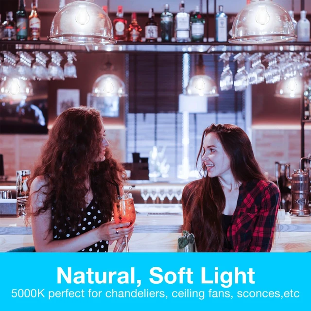 Alt view image 6 of 6 - 24 Pack A19 Vintage LED Edison Bulbs, 60W Equivalent Dimmable LED Bulbs, High Brightness 5000K Daylight, 800 Lumens, 8W E26 Standard Base, Ultra-Bright, CRI80+, Clear Glass Filament Bulb