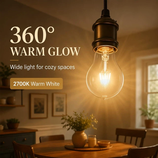 Alt view image 7 of 7 - 6-Pack 60 Watt Incandescent Light Bulbs, A19 E26 Incandescent Bulb Dimmable 2780K Warm White Light, Shatter-Resistant and Durable Bulb