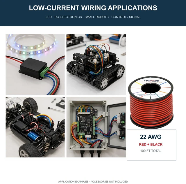 Alt view image 6 of 7 - 22 AWG Silicone Wire, 100ft 2 Conductor Red Black, Tinned Copper Parallel Wire