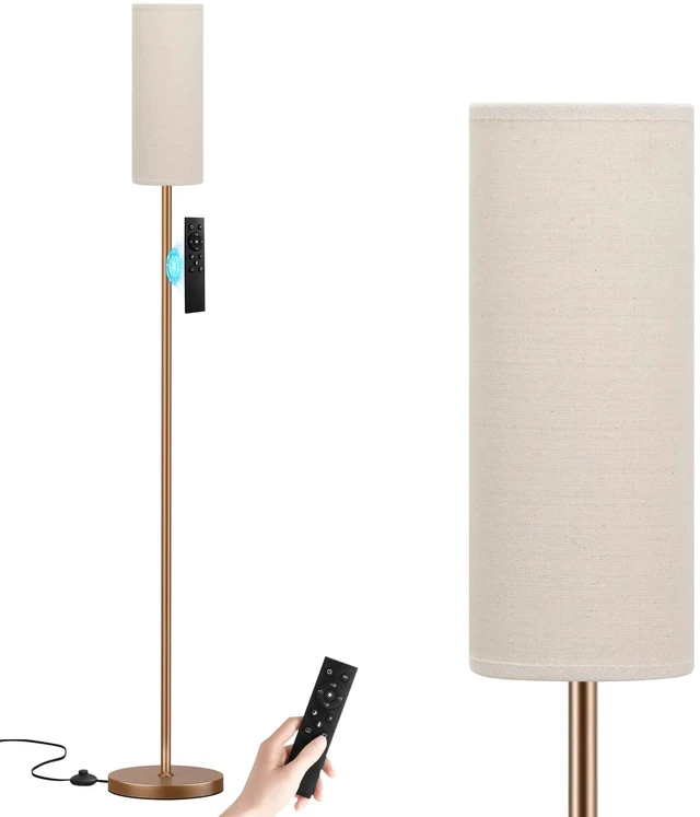 Main image of 64'' Floor Lamps for Living Room with Remote Control and Stepless Dimmable Colors Temperature & Brightness, 9W Bulb Included(Beige Lampshade & Brown Pole)