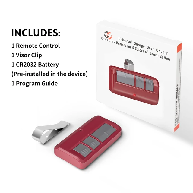 Alt view image 7 of 7 - 1 for Chamberlain LiftMaster Craftsman Garage Door Opener Remote 893LM 893Max 971LM Universal, Red