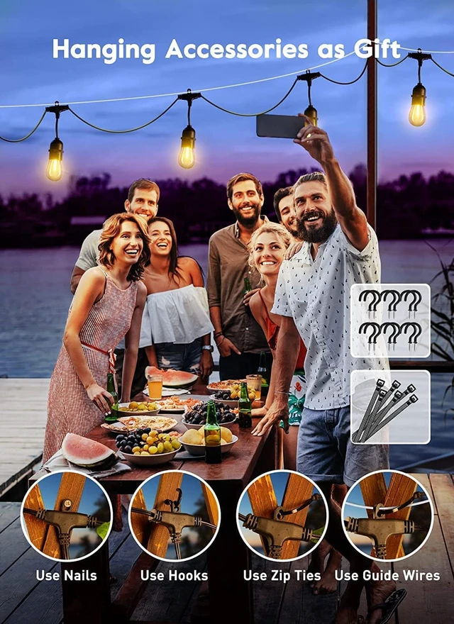 Alt view image 5 of 7 - 55FT Solar String Lights Outdoor, 16+1 Shatterproof LED Lights Waterproof, Remote Control, Dimmable, Timer, 3 Light Modes Solar Lights for Yard, Camping, Parties and Outdoor Decor