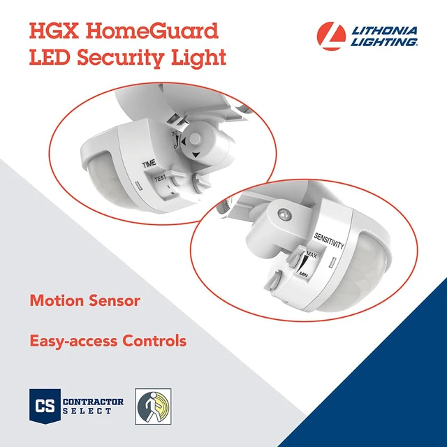 Alt view image 3 of 7 - HomeGuard 2-Light LED Outdoor Flood Lights, Motion Sensor White Motion Sensor Outdoor Lights with Dusk to Dawn, 4000K Cool White, Round Heads (HGX LED 2RH 40K 120 MO WH M2)
