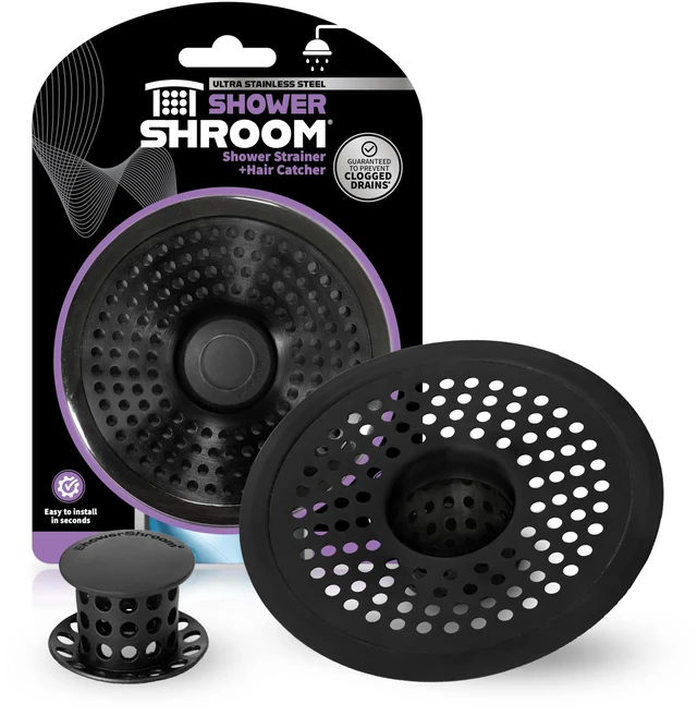 Main image of Ultra Matte Black Hair Catcher, Stainless Steel Drain Protector, Fits All Shower Drains