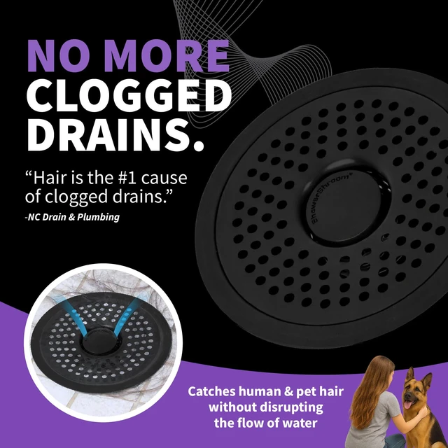 Alt view image 5 of 7 - Ultra Matte Black Hair Catcher, Stainless Steel Drain Protector, Fits All Shower Drains