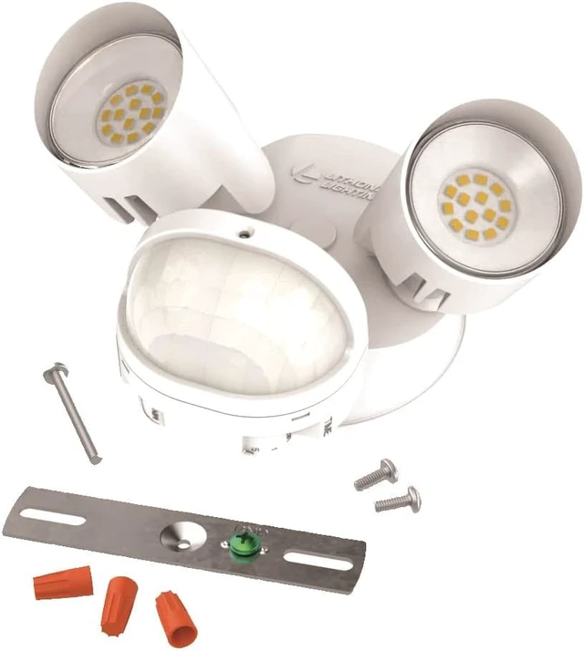Alt view image 6 of 7 - HomeGuard 2-Light LED Outdoor Flood Lights, Motion Sensor White Motion Sensor Outdoor Lights with Dusk to Dawn, 4000K Cool White, Round Heads (HGX LED 2RH 40K 120 MO WH M2)