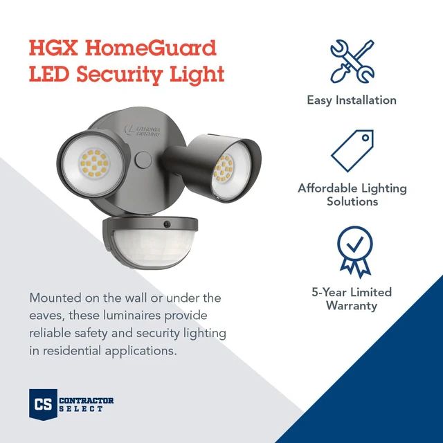 Alt view image 2 of 7 - HomeGuard 2-Light LED Outdoor Flood Lights, Motion Sensor Dark Bronze Motion Sensor Outdoor Lights with Dusk to Dawn, 4000K Cool White, Round Heads (HGX LED 2RH 40K 120 MO DDB M2)