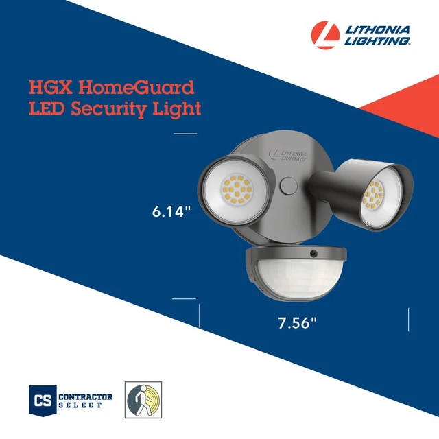 Alt view image 4 of 7 - HomeGuard 2-Light LED Outdoor Flood Lights, Motion Sensor Dark Bronze Motion Sensor Outdoor Lights with Dusk to Dawn, 4000K Cool White, Round Heads (HGX LED 2RH 40K 120 MO DDB M2)