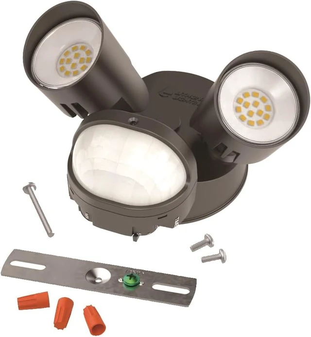 Alt view image 7 of 7 - HomeGuard 2-Light LED Outdoor Flood Lights, Motion Sensor Dark Bronze Motion Sensor Outdoor Lights with Dusk to Dawn, 4000K Cool White, Round Heads (HGX LED 2RH 40K 120 MO DDB M2)