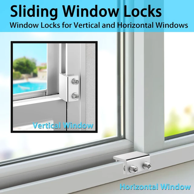 Alt view image 4 of 7 - Window Locks, 12 Pack for Horizontal & Vertical Sliding Windows Aluminum Alloy Window Lock,Sturdy Durable. Lock or Adjust Vents to Stop Falls,Reliable Safety Protection for Home and Travel