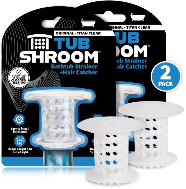 Main image of Bathtub Drain Hair Catcher In-Drain Tub Strainer & Clog Prevention Protector, Fits Standard 1.41.75 Tub Drains, Easy Clean, Captures Human & Pet Hair out of Sight (Clear)