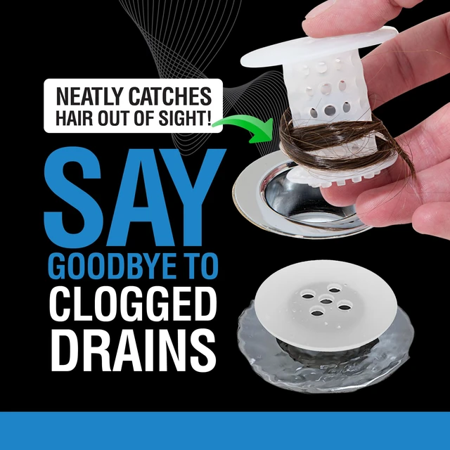 Alt view image 2 of 7 - Bathtub Drain Hair Catcher In-Drain Tub Strainer & Clog Prevention Protector, Fits Standard 1.41.75 Tub Drains, Easy Clean, Captures Human & Pet Hair out of Sight (Clear)