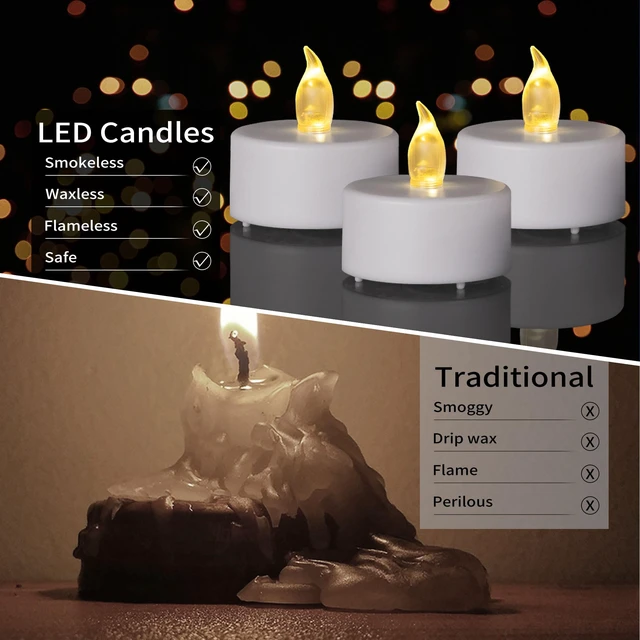 Alt view image 7 of 7 - 200PCS Flameless LED Tea Lights Candles, Realistic and Bright Flickering Long Lasting 200Hours Battery-Powered, Ideal Party, Wedding, Birthday,Halloween, Christmas,Home, Table Decoration WarmYellow