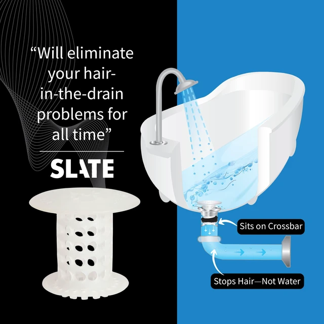 Alt view image 4 of 7 - Bathtub Drain Hair Catcher In-Drain Tub Strainer & Clog Prevention Protector, Fits Standard 1.41.75 Tub Drains, Easy Clean, Captures Human & Pet Hair out of Sight (Clear)