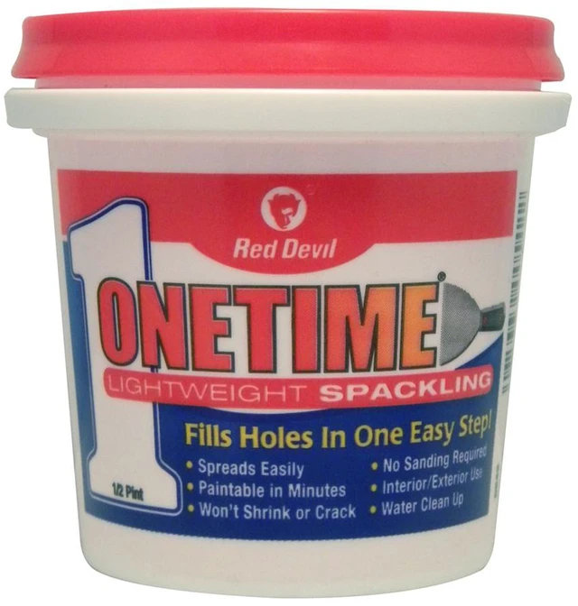 Main image of 0542 ONETIME Lightweight Spackle Wall Repair, Spackling for Holes Drywall, 1/2 Pint, White, 8 Ounce, Made in USA (Pack of 12)