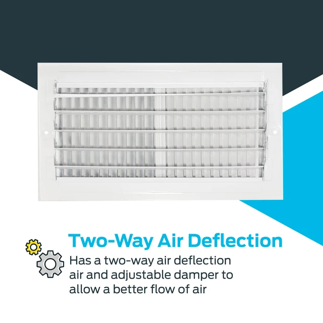 Alt view image 4 of 7 - 12 x 6 Inch (Duct Opening) Air Vent Cover for Wall or Ceiling, Two-Way Ventilation Register, Solid Steel HVAC Register Cover, White, 61612 (Pack of 2)