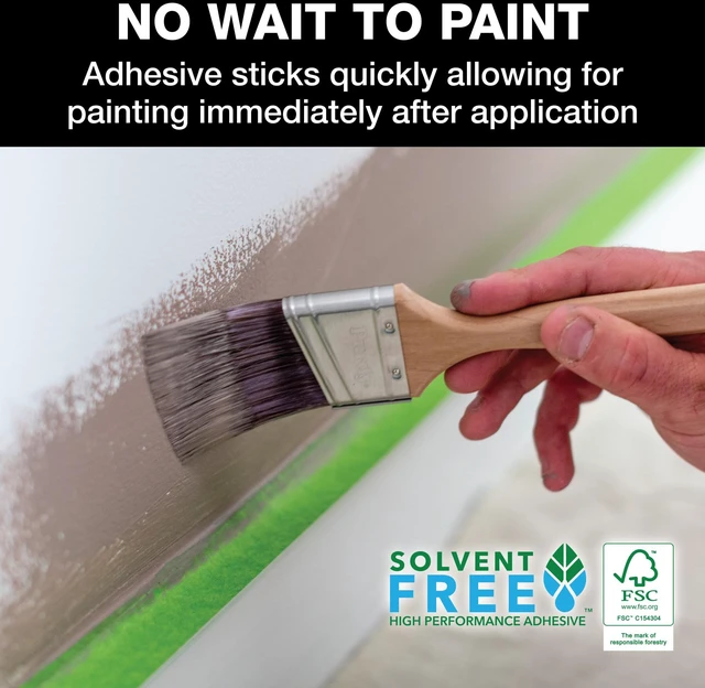 Alt view image 4 of 7 - Multi-Surface Painter's Tape with PAINTBLOCK, 1 in Wide (0.94 in x 60 yd), Quick Stick Medium Adhesion, Premium Green Painters Tape Removes Clean, 6 Roll (240659)
