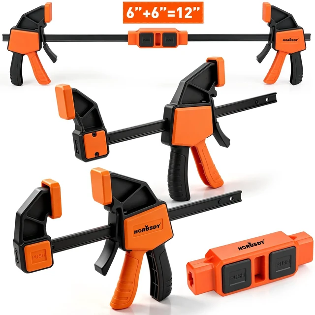 Main image of 3-Pack Wood Clamps for Woodworking, 2-Piece 6" Bar Clamps with Clamp Connector, Quick-Release Wood Clamps with 150 LBS Load Limit, Wood Clamp Set for Woodworking, Gluing & DIY Projects