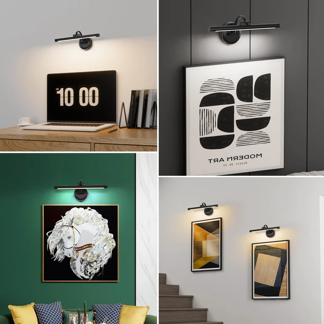 Alt view image 6 of 7 - Rechargeable Picture Light for Wall, Cordless Art Lights Battery Operated, Dimmable Wall Light with Remote & Timer, 3 Color Modes for Paintings, Gallery, Artwork(Black, 15.7inch)