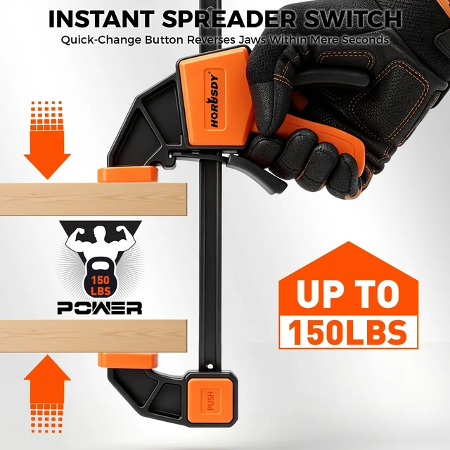 Alt view image 5 of 7 - 3-Pack Wood Clamps for Woodworking, 2-Piece 6" Bar Clamps with Clamp Connector, Quick-Release Wood Clamps with 150 LBS Load Limit, Wood Clamp Set for Woodworking, Gluing & DIY Projects