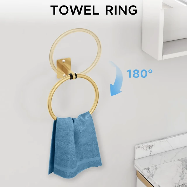 Alt view image 3 of 7 - Bathroom Accessories Set, 4-Piece Gold Bathroom Hardware Set 24 inch Towel Bar, Towel Racks for Bathroom, Robe Towel Hooks, Toilet Paper Holder Wall Mounted
