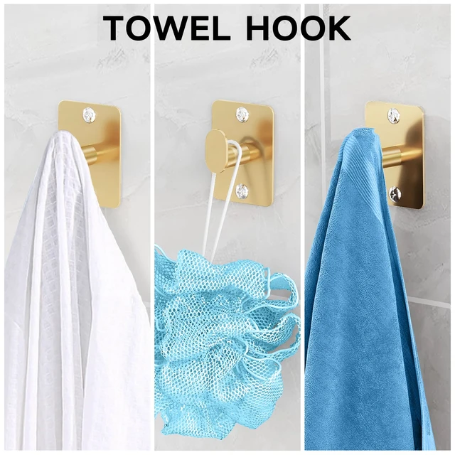 Alt view image 5 of 7 - Bathroom Accessories Set, 4-Piece Gold Bathroom Hardware Set 24 inch Towel Bar, Towel Racks for Bathroom, Robe Towel Hooks, Toilet Paper Holder Wall Mounted