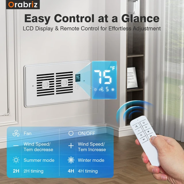 Alt view image 6 of 6 - AC Vent Booster Fan 6" x 12" Register, Fixes Home Uneven Airflow Heavy-Duty 10-Speed Air Booster Fan with Thermostat Control, Remote & LCD Display, Aroma Pad Slot