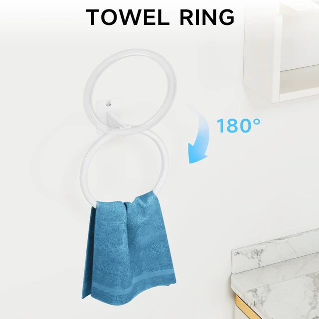 Alt view image 3 of 7 - Bathroom Accessories Set, 4-Piece White Bathroom Hardware Set 24 inch Towel Bar, Towel Racks for Bathroom, Robe Towel Hooks, Toilet Paper Holder Wall Mounted