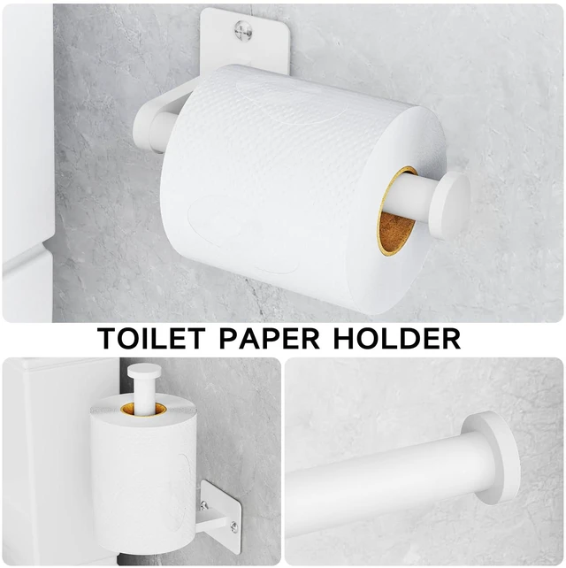 Alt view image 4 of 7 - Bathroom Accessories Set, 4-Piece White Bathroom Hardware Set 24 inch Towel Bar, Towel Racks for Bathroom, Robe Towel Hooks, Toilet Paper Holder Wall Mounted